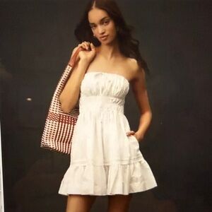 Anthropologie Somerset White Strapless Dress